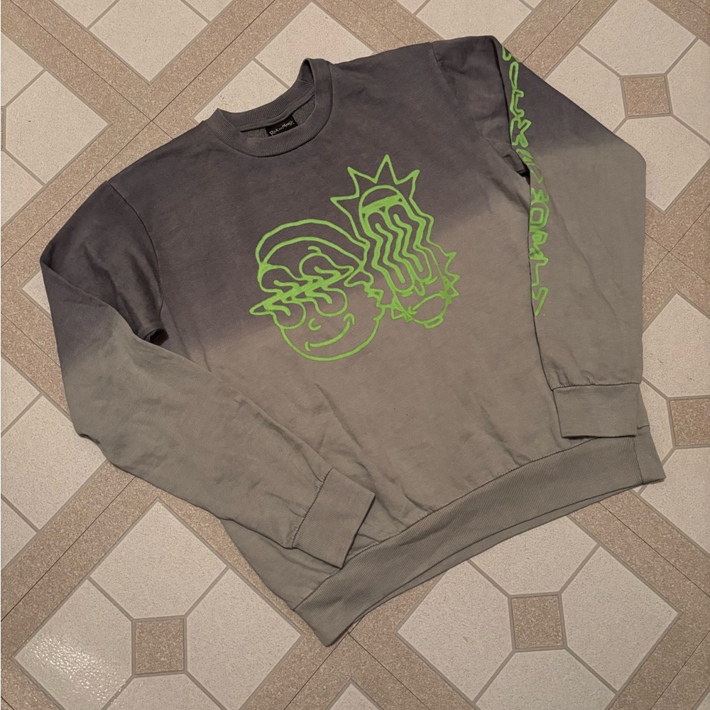 NEW Rick and Morty Tie Dye Grey Crewneck Sweatshirt